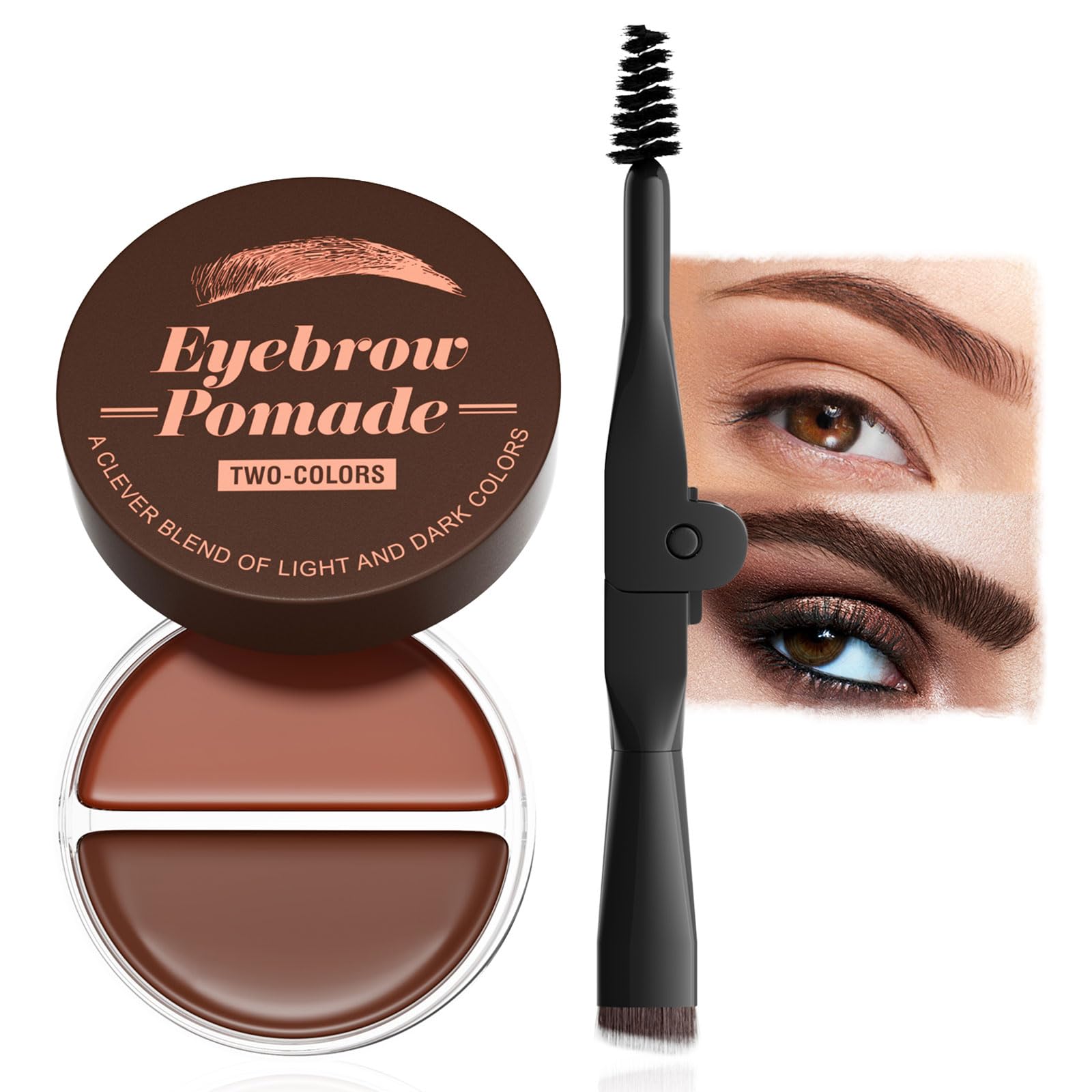 Eyebrow Pomade Brow Dye - 2 in 1 Waterproof Eyebrow Gel Long Lasting Brow Pomade with Brush, Eyebrow Brow Pomade Professional Makeup Tinted Eyebrow for Holiday Parties Makeup (#01)