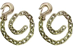 AYMMIC Trailer Safety Chain Grade 70 3/8" x 35",2pcs,Each Fitted with 1 Clevis Slip Hook with Latch end Fitting,Working Load Limit:6.600 Lbs,for Heavy Duty Traile and Gooseneck Couplers