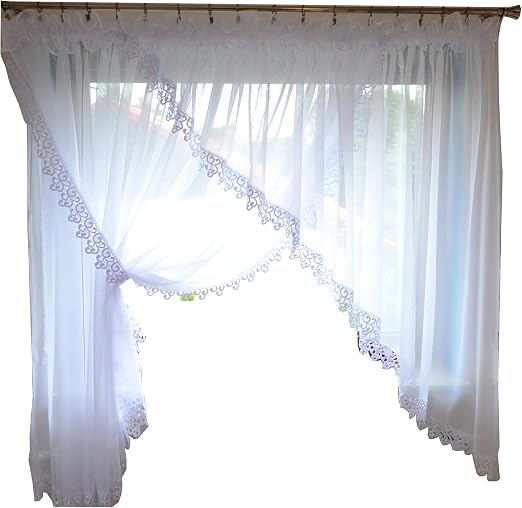 Amazon De Fkl Schone Gardine Aus Voile Mit Krauselband Weiss