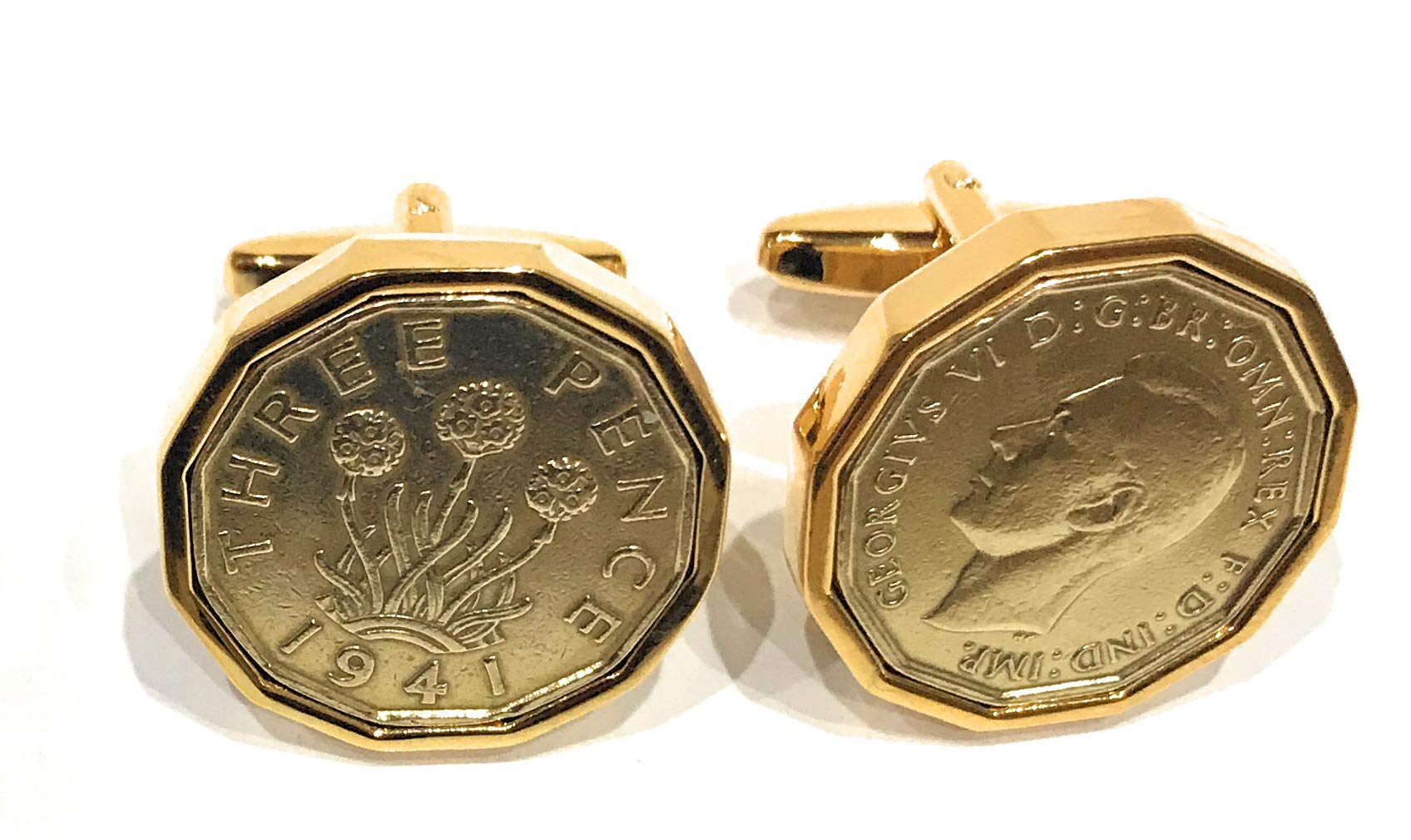 HT - Premium 1941 Threepence cufflinks for a 85th Birthday cufflinks