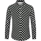 Lars Amadeus Men's Polka Dots Print Dress Shirt Button Down Long Sleeves Casual Shirts