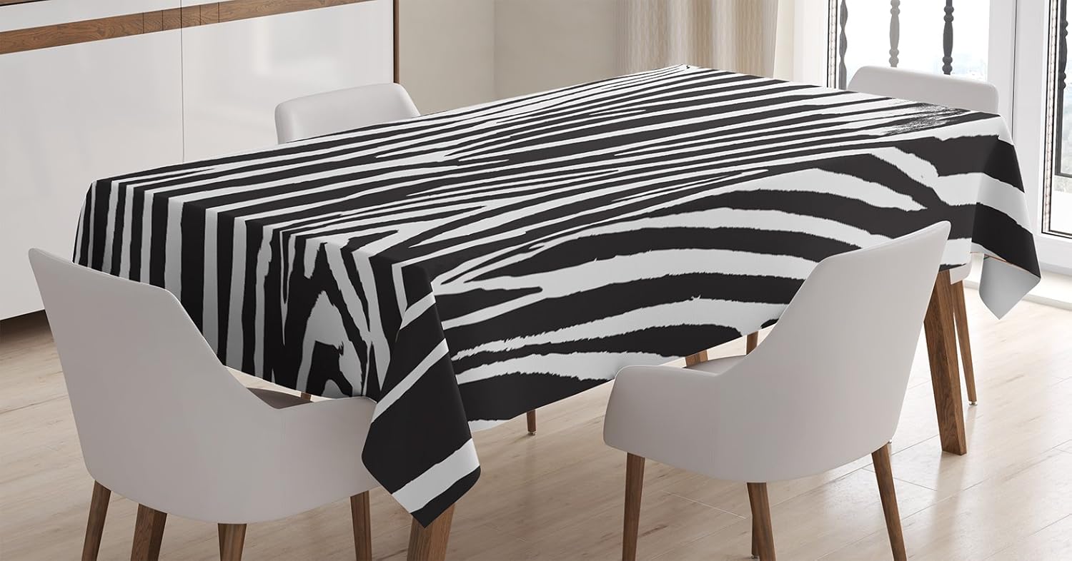 Ambesonne Zebra Print Tablecloth, Wild Zebra Design with