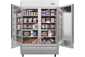 JINSONG 54" Commercial Freezer, 49 cu.ft with 2 Solid Door Stainless Steel Reach-in Freezer for Restaurant, Bar, Shop, Residential