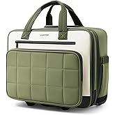 AUROTIER Rolling Puffer Laptop Bag, Rolling Briefcase for Women, Wheeled 16 Inch Computer Bag, Water Resistant Stylish Overnight Underseat Carry On Luggage with Wheels for Work Travel Business, Green