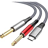 Tisino USB C to 1/4 inch Audio Cable, USB C to Dual TS Mono Cable, 6.35mm TS to Type C Y-Splitter Audio Cable for Smartphone, Tablet, Laptop Link to Amplifier, Mixing Console, Speaker - 3.3 Feet