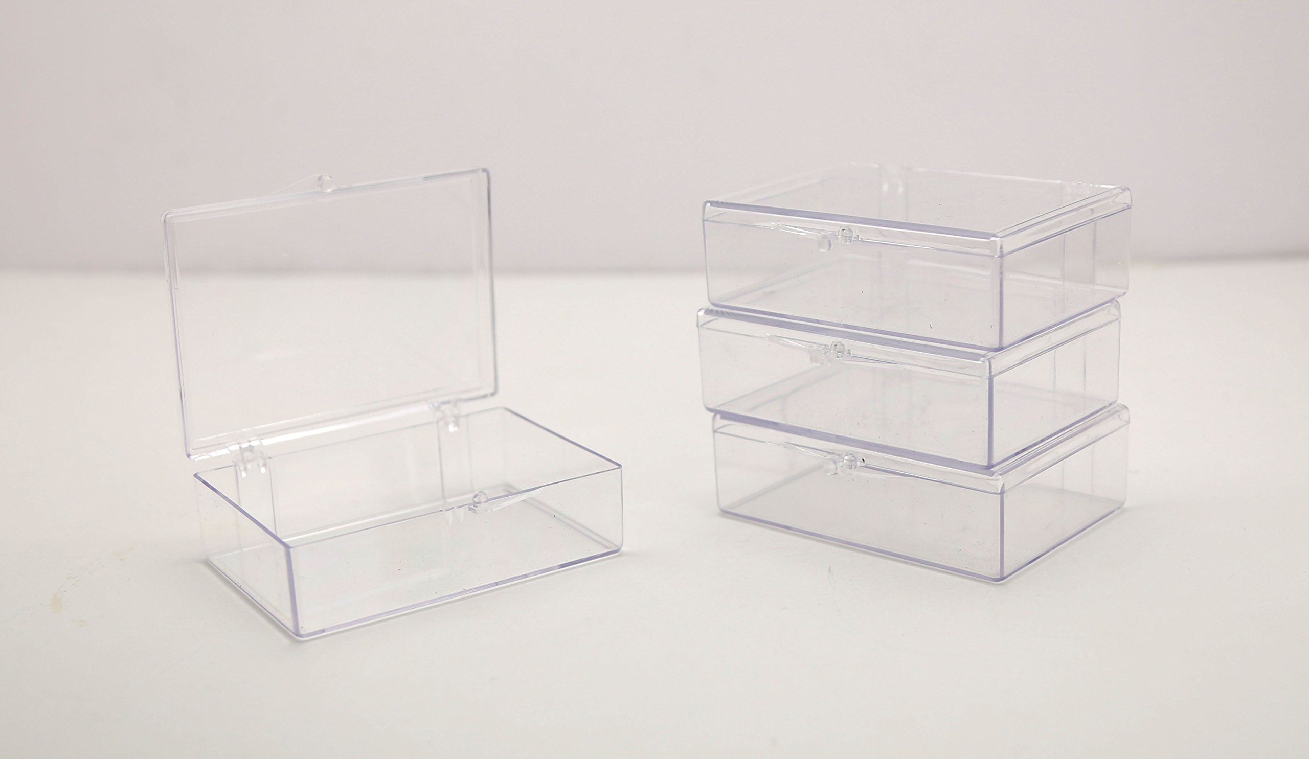 Clear Hinged Plastic Trading Card Storage Box 3 1/2" L x 2 9/16" W x 1