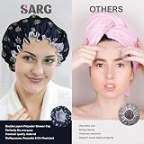 SARG Premium Double Layer Shower Cap with Flower Design - Reusable Waterproof view 3