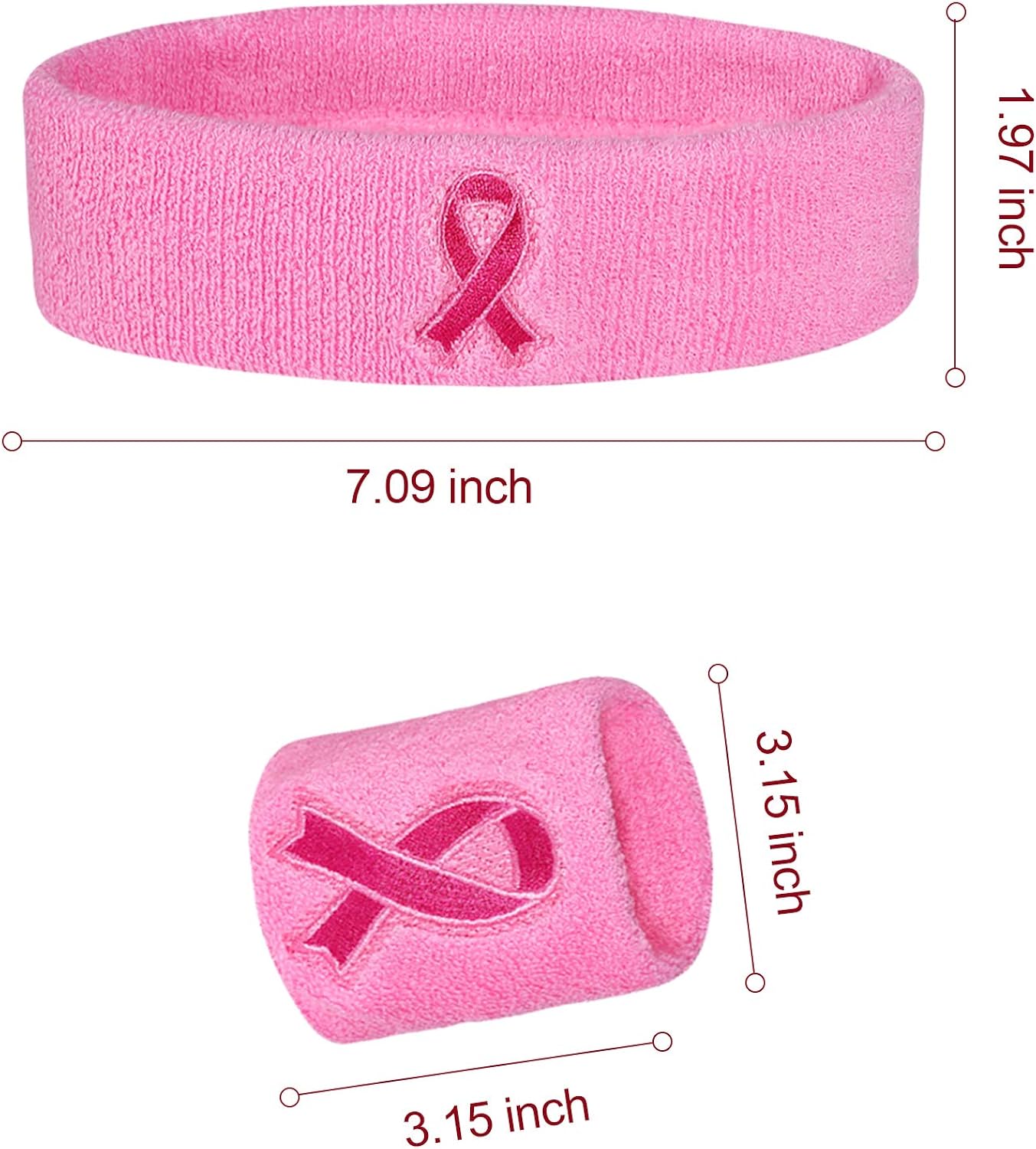 Gejoy 9 Pieces Breast Cancer Headband Sweatbands,Breast Cancer