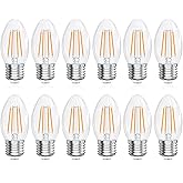GvvooHome E26 Base LED Candelabra Light Bulbs 2700K Soft White, 6W, 60 watt Equivalent, E26 LED Bulb, B10 Chandelier Candle Light Bulbs, Non-Dimmable, 90+CRI, 600LM, Cear Glass, 12 Pack