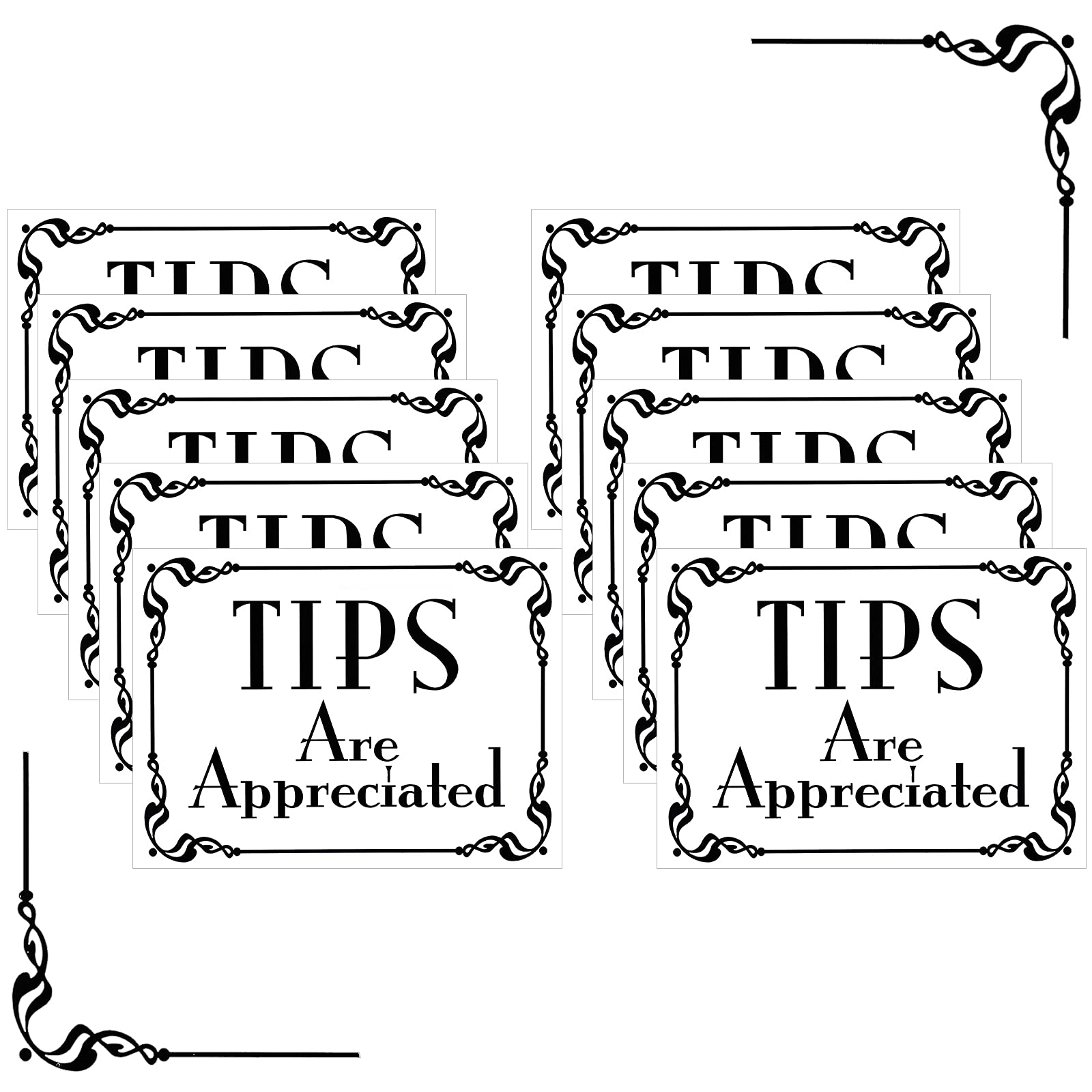 Photo 1 of 10 Pieces Tips are Appreciated Vinyl Sticker Bulk 3x4 inch Tip Jar Sign Waterproof Bumper Sticker for Wine Party Business Store Bar Coffee Restaurant Car Laptop
