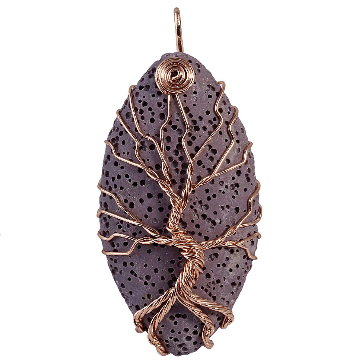 KYEYGWO Stone Tree of Life Necklace for Women and Men, Handmade Copper Wire Wrapped Pendant Jewelry