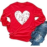 MHTOR Valentines Shirts Women Buffalo Plaid Love Heart Graphic Tees Letter Print Long Sleeve Tops Shirts Valentines Gift