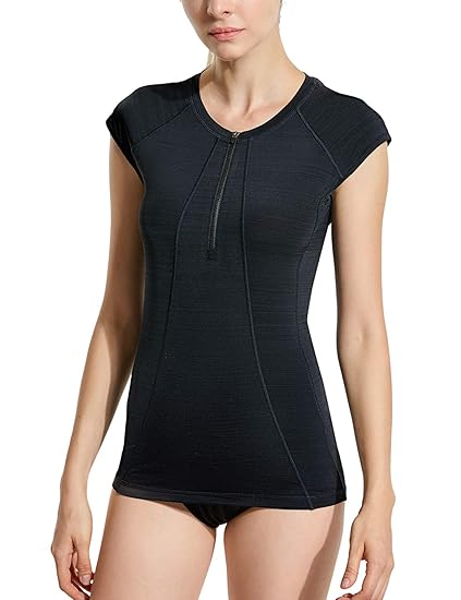 SYROKAN Damen Rash Guard Badeshirt UPF 50+ UV Shirt Schwimmshirt