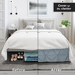Nestl Stone Blue Bed Skirt Full Size, Pinch Pleat