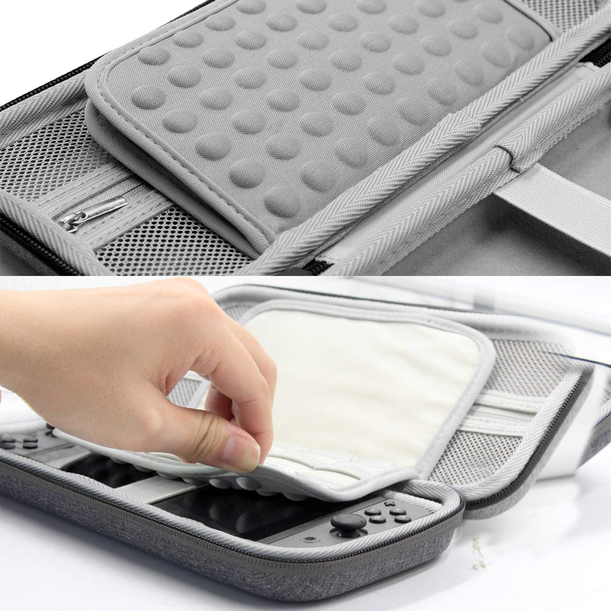 Carrying Case for Nintendo Switch, Boona Video Game Storage Bag Hard Shell Portable Travel Pouch for Nintendo Switch Accessories, Switch Controller, Joy-Con, Joy-Con Straps, Gaming Cards - Black