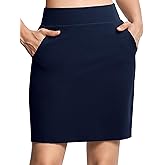 THE GYM PEOPLE Women's Golf Skorts Modest Knee Length Athletic Tennis Skirts Built-in Shorts with 4 Pockets