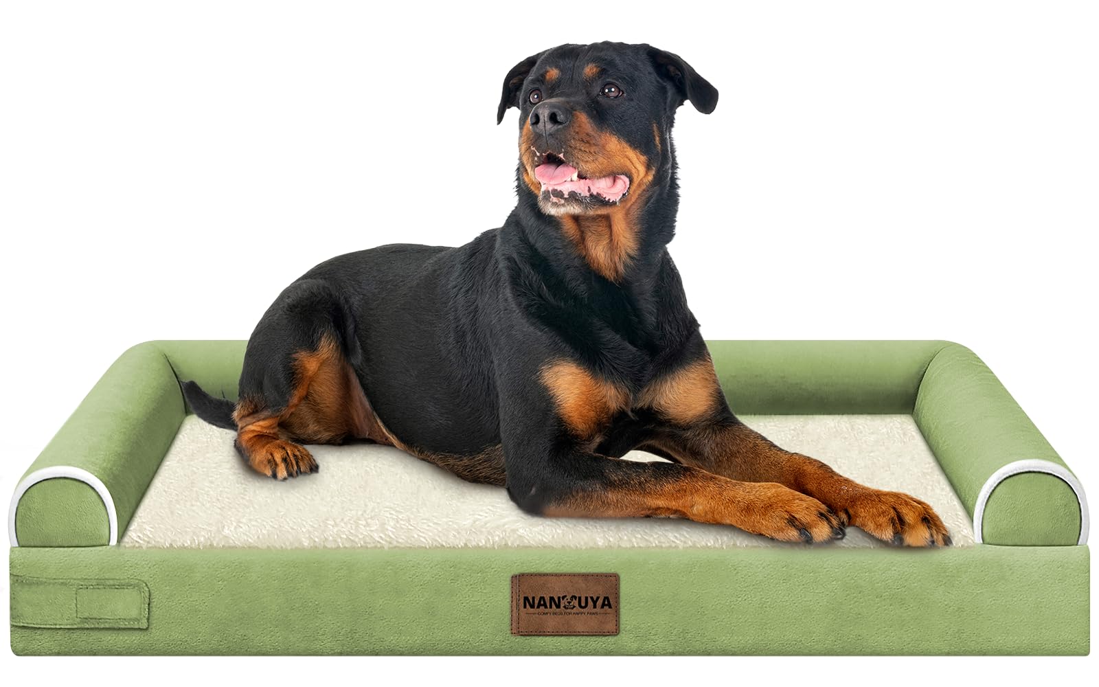 Large Dog Bed Orthopedic Washable: Beds Bolster XXL Bed Big XLarge Dogs Egg Crate Foam Sofa Couch Waterproof Removable Cover - Grass Green Image