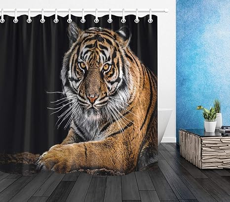 Lb Tiger Shower Curtain 71x71 Inch Funny Bath Curtain Wild Animal