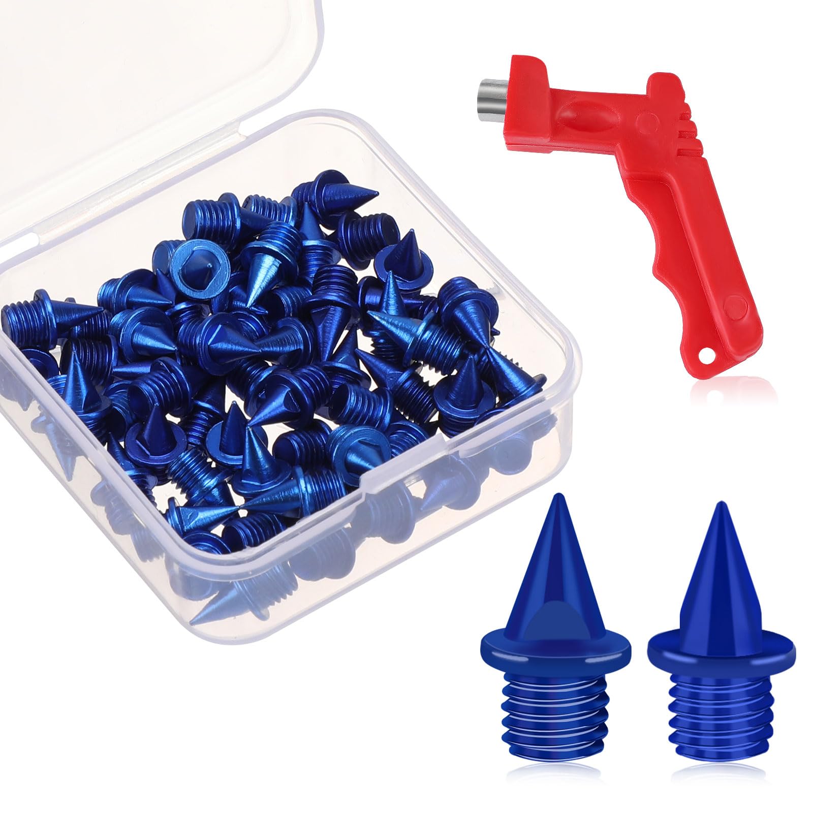 JULMELON 1/4 Inch Carbon Steel Track Spikes, 60PCS Lighter Weight Carbon Spikes with Spike Wrench for Track Shoes Field Sprinting Cross Country Short Running Replacement Spikes