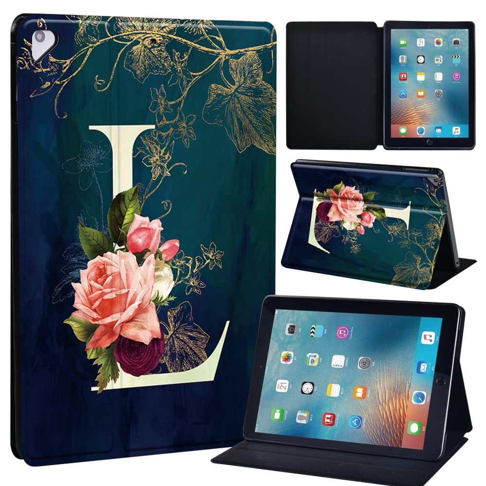 Leather slim lightweight Stand Cover Case for Apple New iPad 9.7 2018 2017(6th Gen, 5th Gen)/iPad Air 2/iPad Air/iPad Pro 9.7 Tablet with Auto Wake/Sleep (flowerL)