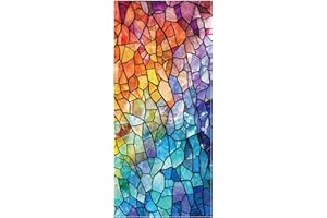 Stained Glass Window Film - Sun Blocking Privacy Static Cling Decorative Stickers for Home Office/18x39