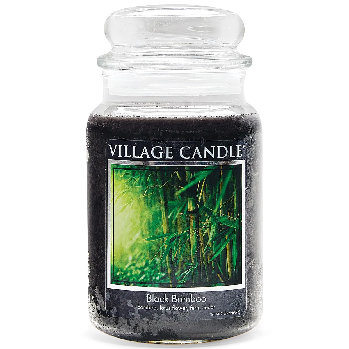 Photo 1 of Village Candle Black Bamboo Large Glass Apothecary Jar, Scented Candle, 21.25 oz., Black
