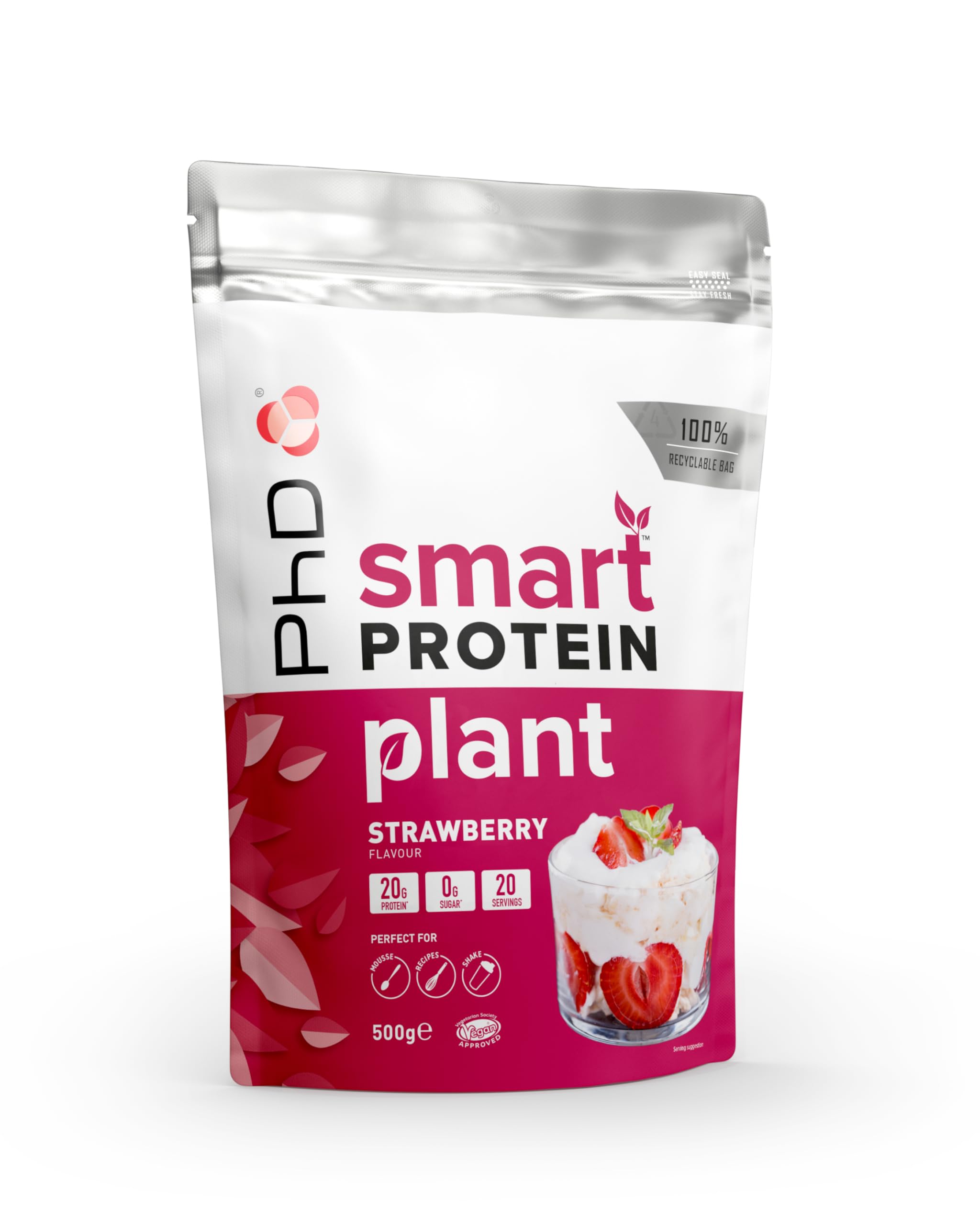 Phd Smart Plant, High Protein Vegan Shake, Ideal for Shakes, Baking and Deserts, Eton Mess Flavour, 20 Servings per 500 g Bag
