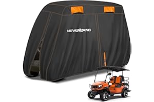 NEVERLAND Golf Cart Cover 4 Passenger, Heavy Duty 420D Golf Cart Covers, Waterproof Club Car Golf Cart Cover with Zipper Doors Compatible with EZGO Yamaha Club Car 4 Seat (Up to 115 Inch)