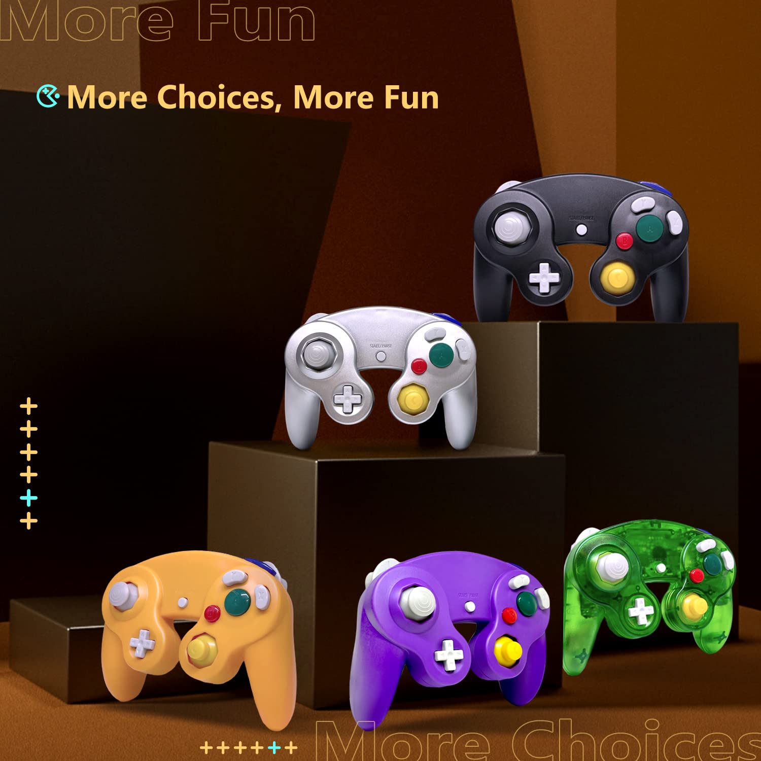 Zeion 4 Pack Gamecube Controller, with 4 Extension Cables and 4-Port USB Adapter for Switch PC Wii U Console(Black, Purple, Blue, Orange)