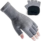 Rahhint Alpaca Wool Fingerless Gloves for Men Women Double-Layer Winter Gloves Warm Windproof Knitted for Typing Driving