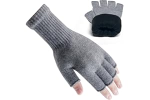 Rahhint Alpaca Wool Fingerless Gloves for Men Women Double-Layer Fleece Lined Winter Liner Warm Windproof Knitted