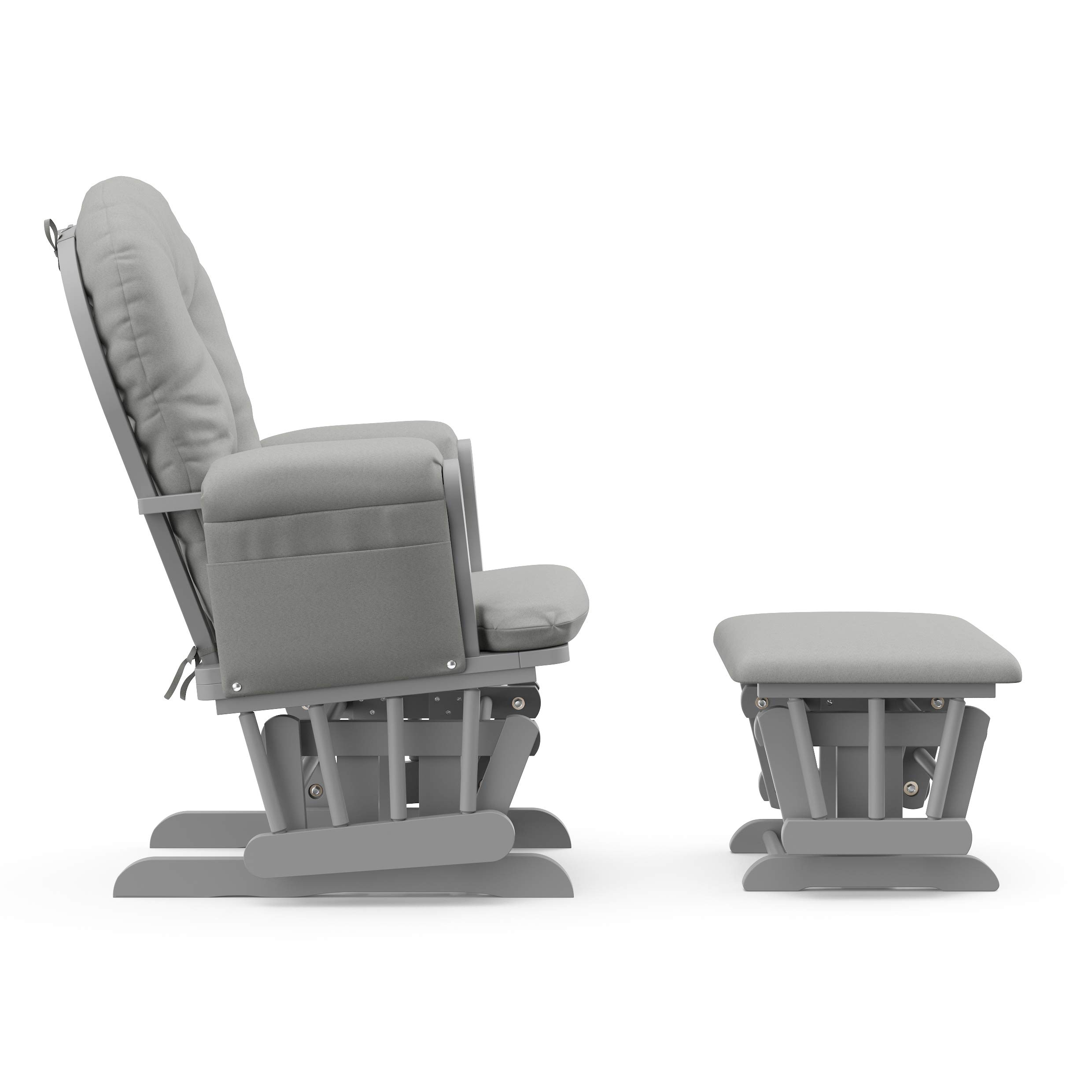 StorkCraft Hoop Glider and Ottoman Cushions, Pebble Gray w/Light Gray