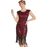 RRYIO 1920s Flapper Dresses for Women Great Gatsby Dress Roaring 20s Costumes Sequin Harlem Nights Dress