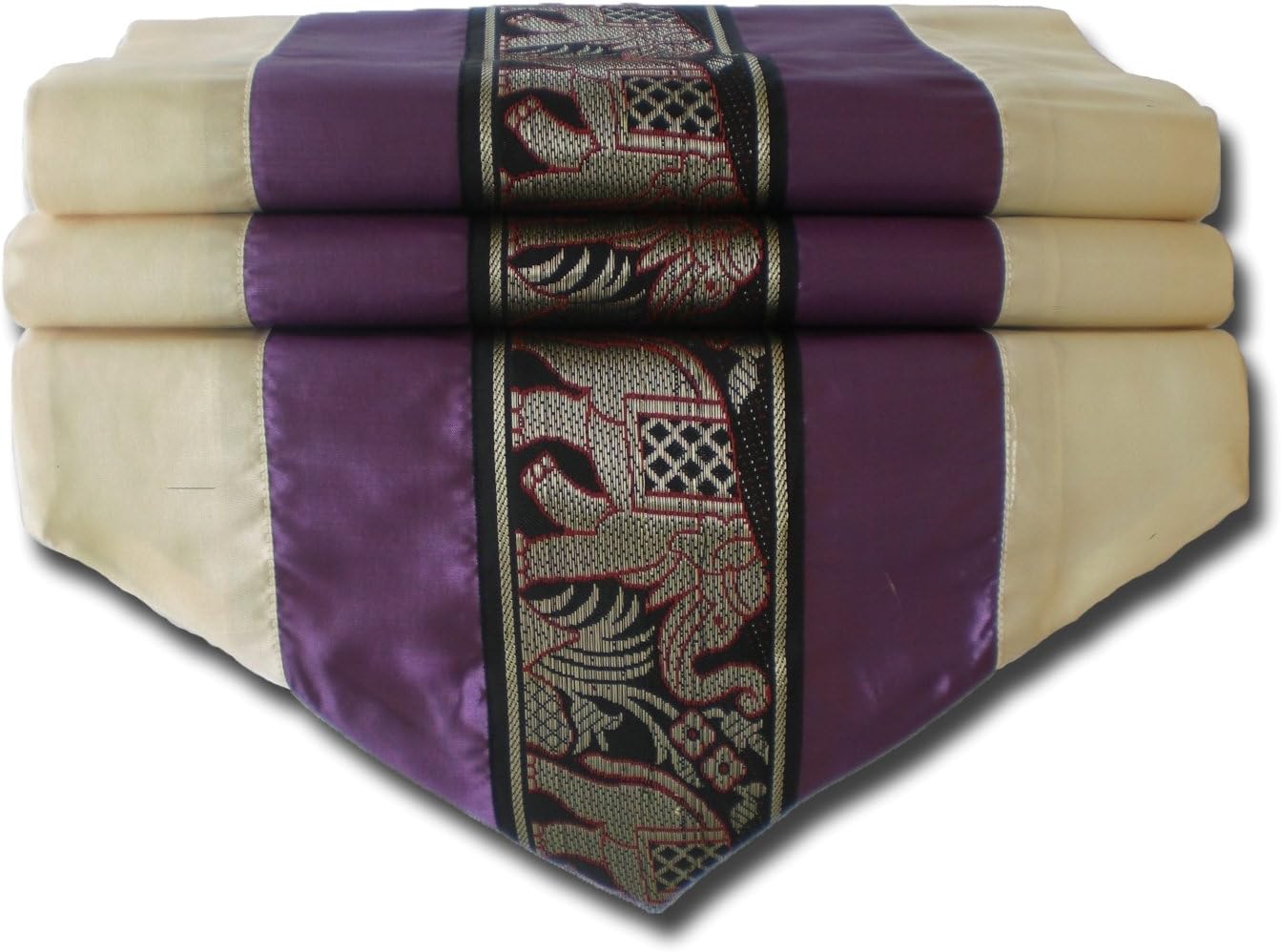 by soljo - tablecloth tablerunner table runner linen Thai Silk Elegant Elephant 150/200/250 cm x 32 cm many colors TC0130-TC0144 (purple, 250 cm x 32 cm)