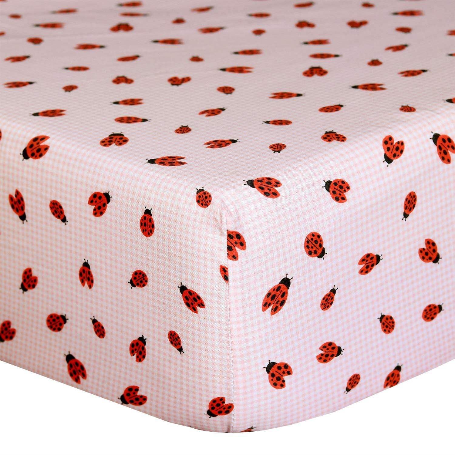 Cuddles & Cribs 1 Pack GOTS Certified Organic Cotton Fitted Crib Sheet - Ladybird