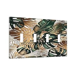 Green Tropical Leaves Gold Palm Leaf Botanical Quad