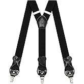 Kohentact Suspenders for Men with Clip & 6 Buttons 1.4in Y-Shape Stainless Steel