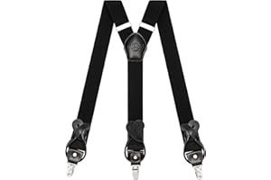Kohentact Suspenders for Men with Clip & 6 Buttons 1.4in Y-Shape Stainless Steel