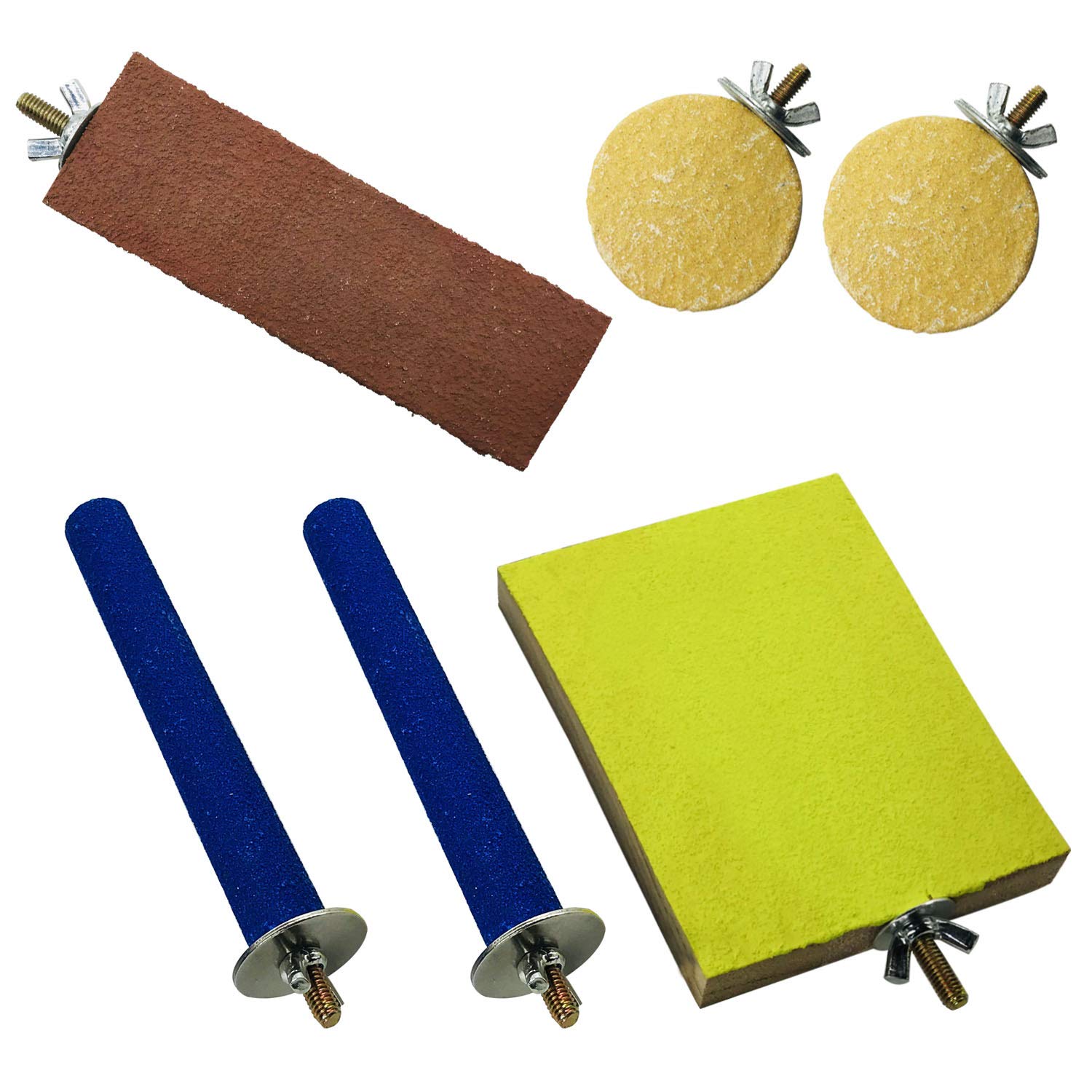 Allazone 6 PCS Bird Perch Stand Toy, Wood Parrot Perch Stand Playground Paw Grinding Clean Chew Toy for Pet Parrot, Hamster or Chinchilla