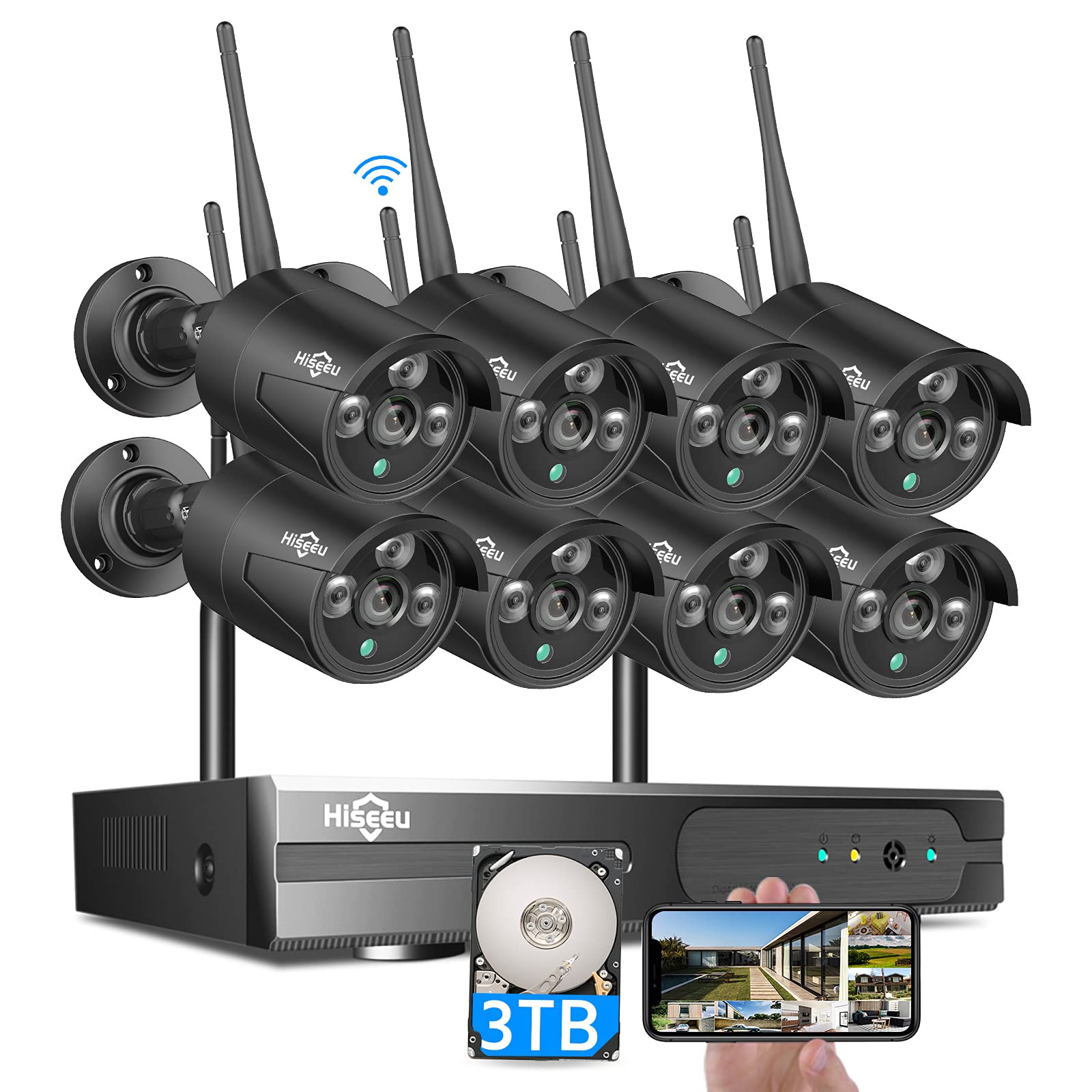 Photo 1 of ***RECEIVER ONLY***

Hiseeu Wireless Security Camera Outdoor, 16CH 5MP WiFi Pro 8-Camera Kit, Wireless Security Camera System, Black Home Safety System, Need Plug-in,Motion, IP66, 3TB Storage, No Monthly Fees