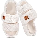 Ibeauti House Slippers for Women Indoor Fuzzy Memory Foam Slippers Adjutable Open Toe Slides Cozy House Shoes Gift Slippers