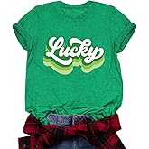 Womens St Patricks Day Shirt Green Shamrock Luck Shirts St Patricks Day Irish Clover Graphic Tshirt Tops