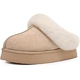 Litfun Fuzzy Platform Slippers for Women Comfy Winter House Shoes With Memory Foam Indoor Outdoor