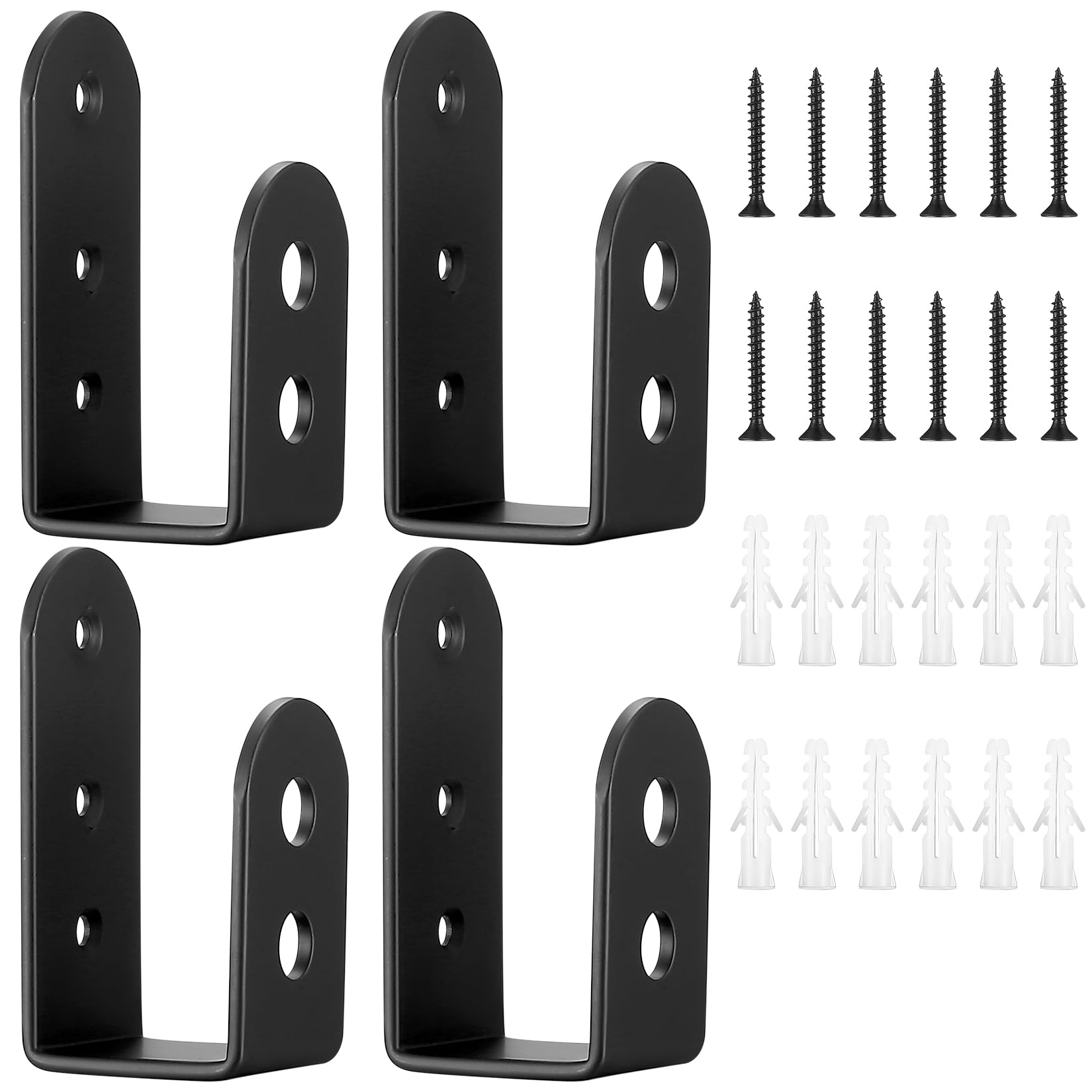 4 Pcs Door Barricade U Brackets, Security Locks for Home Barn Shed Garage Gate Reinforcement, Fits 2 x 4 Lumber, With Screws — image 1