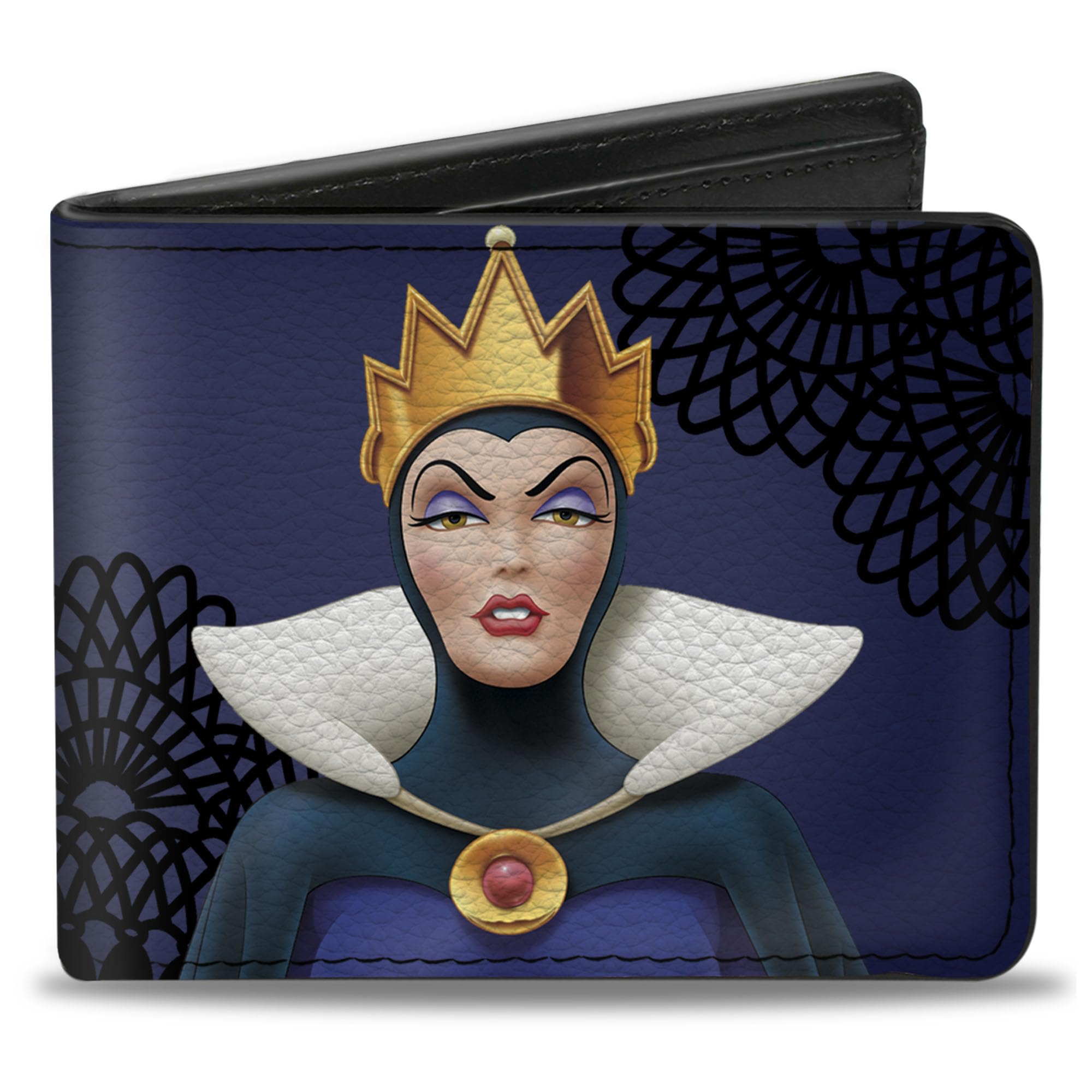 Buckle-Down Men's Disney Wallet, Bifold, Snow Whites Evil Queen Old Witch Poses Purples Black, Vegan Leather, Multicolor, Standard Size, Multicolor, Default Size