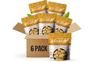AshaPops Turmeric Garlic Flavored Popped Water Lily Seeds, 1 oz (Pack of 6) - Gluten-Free, Vegan, Paleo, Nut-Free, Corn-Free, Soy-Free, Non-GMO, Delicious Plant-Based Crunchy Snack