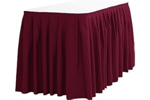 LinenTablecloth 21 ft. Accordion Pleat Polyester Table Skirt Burgundy