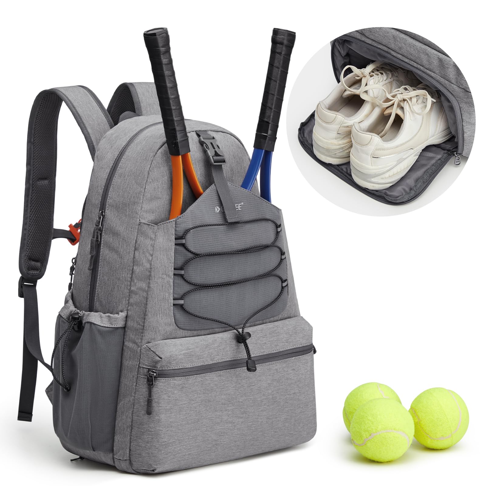 G4Free Tennis Bag, Tennis Backpack for Women Men, Large Pickleball Bag, Holds 4 Rackets with Shoe Compartment