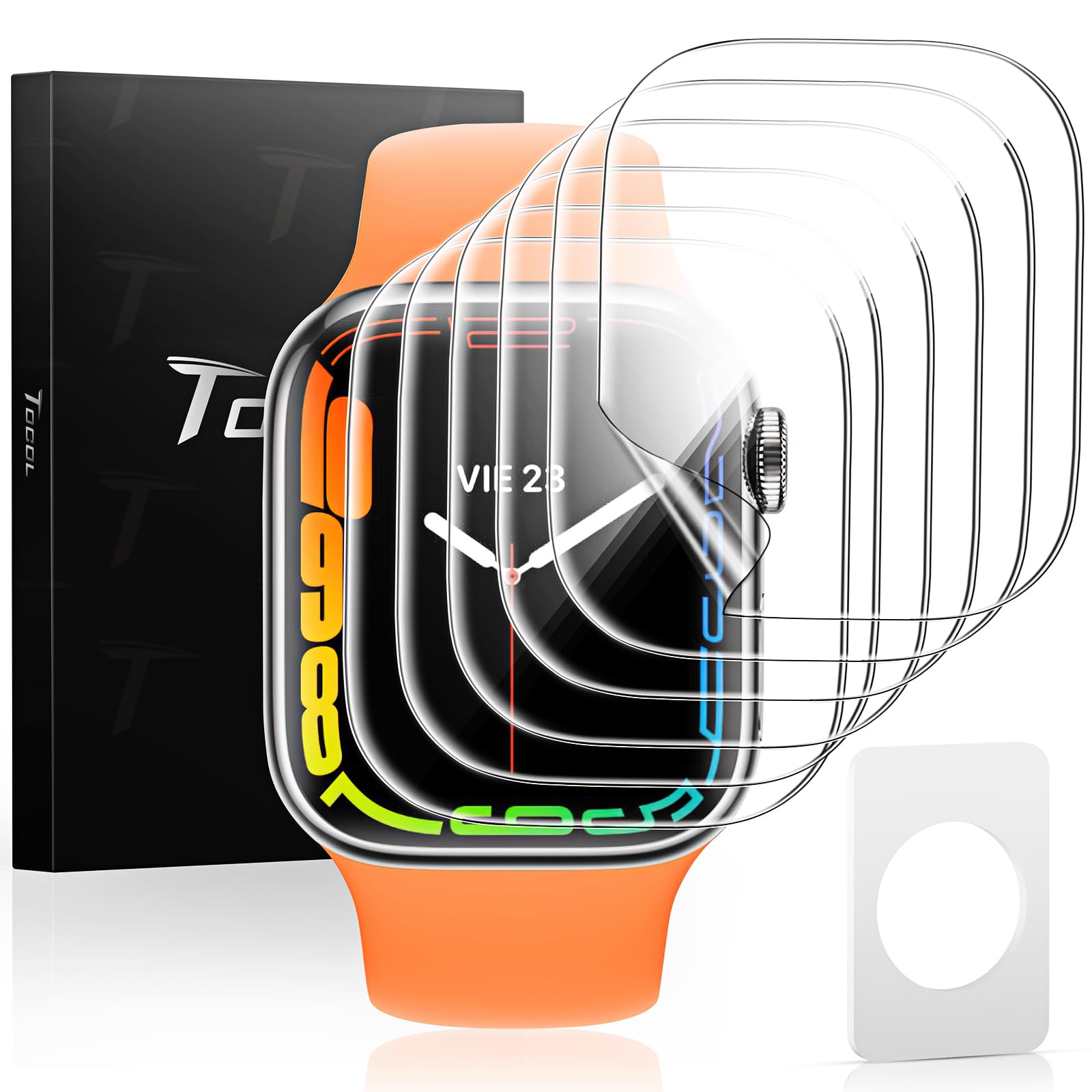 TOCOL 6 Pack Screen Protector Compatible with Apple Watch 45mm Series 7/8/9(2023) iWatch 45mm [HD Clear] [Scratch Resistant] [Bubble Free] [Easy Installation] Ultra-thin TPU Flexible Soft Film - 45mm