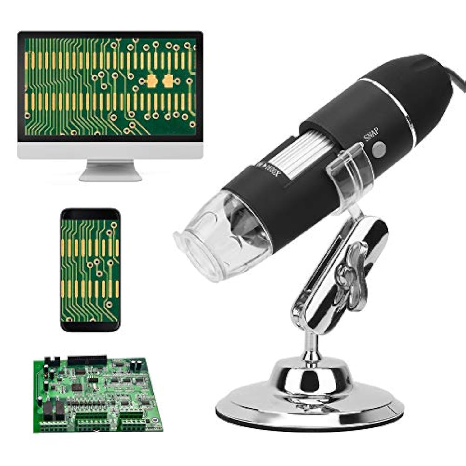 Photo 1 of USB Digital Microscope 600X Magnification with 8 LEDs & Metal Stand Mini Camera Compatible Android 7/8/10 for Kids Students Adults Science Projects